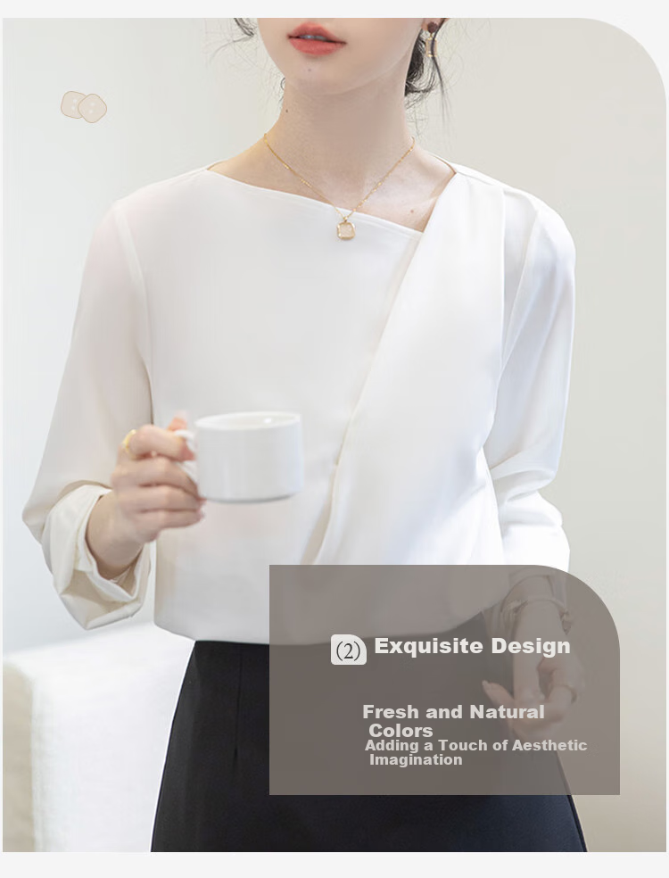 FitonTon Women's Shirt, Autumn And Winter Design, Niche Versatile Blouse, Stylish And Mature Satin Top, Professional Puff Long-Sleeve Blouse 11