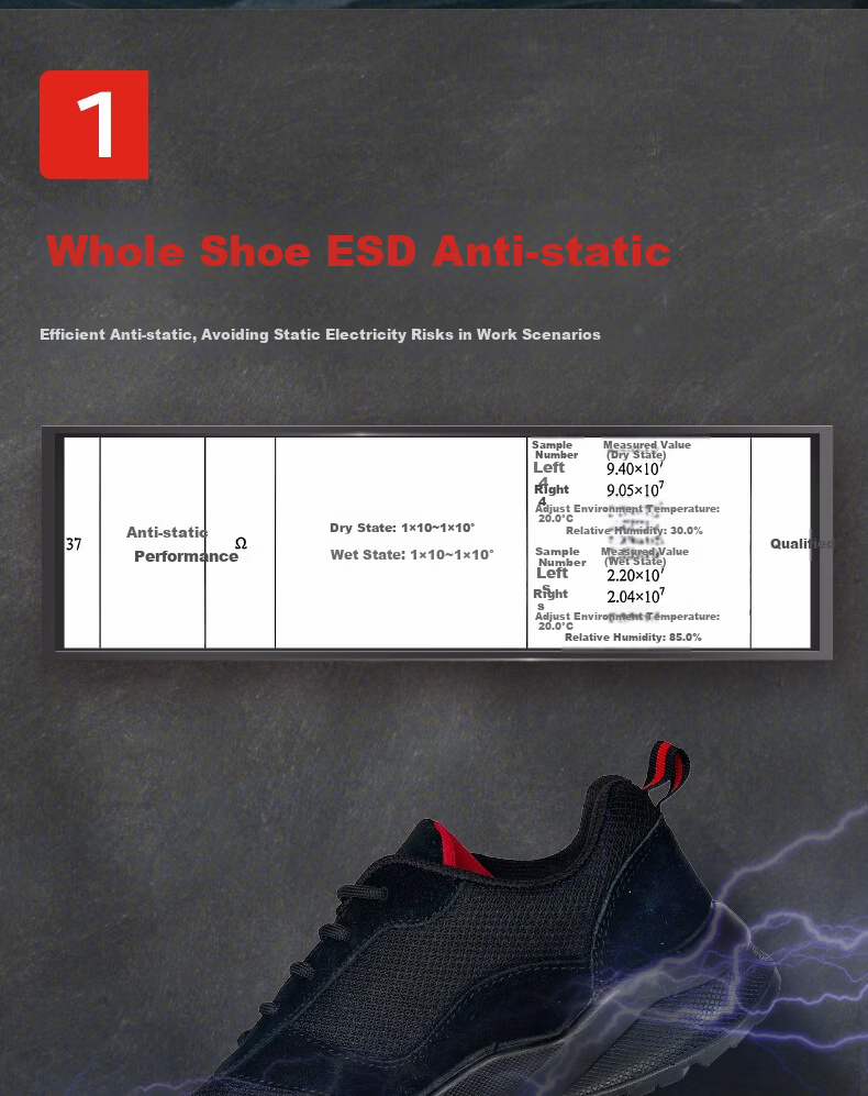 Huixiang JINGDONG Industrial Own Brand Safety Shoes, Suede Multi-Functional Safety Shoes, ESD Anti-Static Anti-Smashing Anti-Puncture 130101, Size 42, CE Certified by EU 3