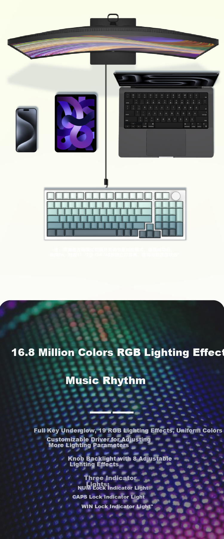 Xuanpai PD98 PRO Tri-Mode Wired/Bluetooth/Wireless Custom Mechanical Keyboard for Gaming And Office Use with Full Hot-Swappable Keys And Gasket Mount, Ultra-Silver Switches, Panda Desig 9
