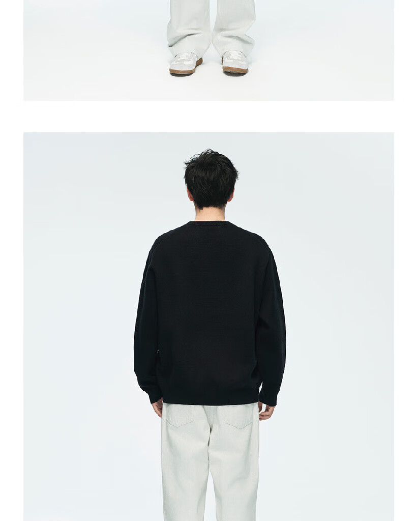 Heishenhua Yingshentu - Red Sweater, Blue-Black Color, Size L, Heishenhua Guokong Official Merchandise, Unisex Cotton Round Neck Pullover Loose Knit Sweater 7