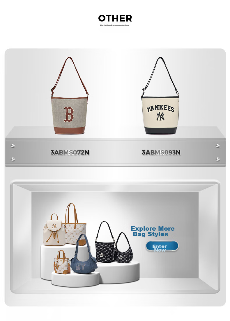 MLB Handbag, Women's Bucket Bag, Crossbody Bag, Shoulder Bag, Tote Bag, Travel Bag, Sports Bag, 3ABMS072N-50BKS 3