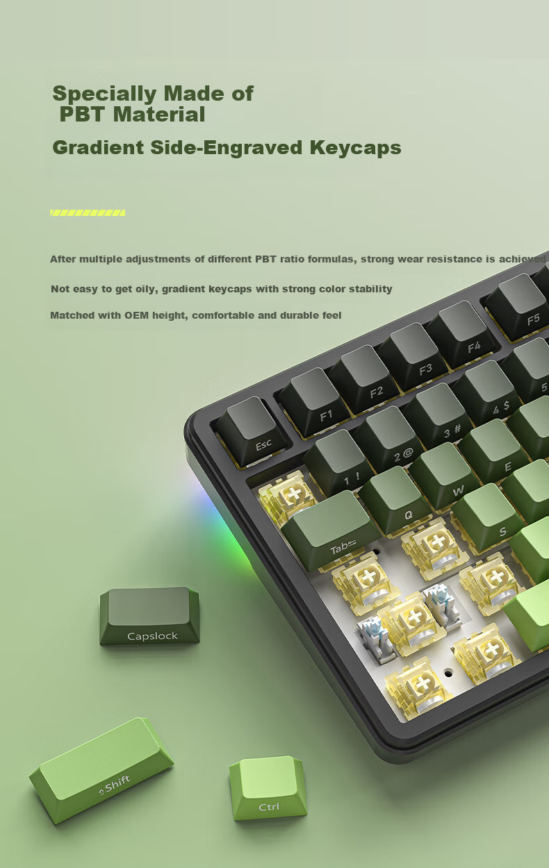 Langtu T88 Mechanical Keyboard Wired Wireless Bluetooth Tri-mode 88-Key Silent Keyboard Gaming E-sports Computer Office Keyboard 10000mAh Blackberry Strawberry Milkshake Switch 11
