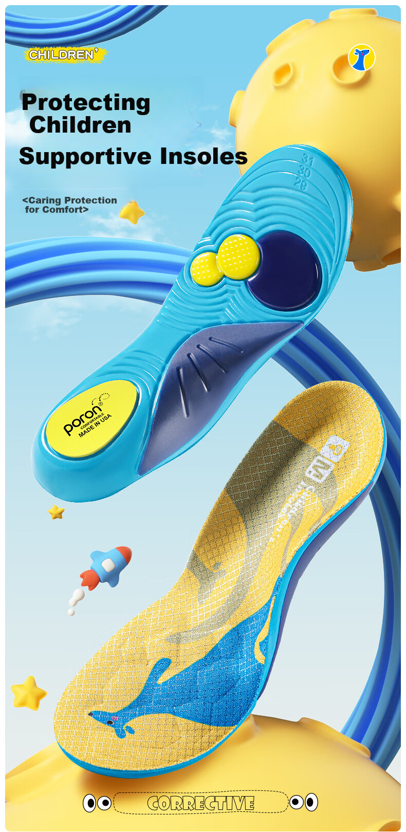 Maigaole Children's Customized Arch Support Insoles, 45° Hardness, for Freestyle Running And Flat Feet, Size 26-28 2