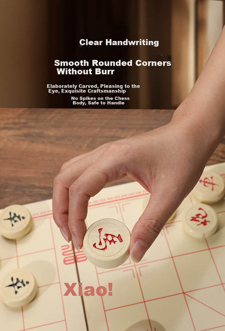 JD Original Solid Wood Chinese Chess Set [Waterproof And Wear-Resistant], Foldable Board And Pieces, Portable Student Board Game, Enlarged Size 6
