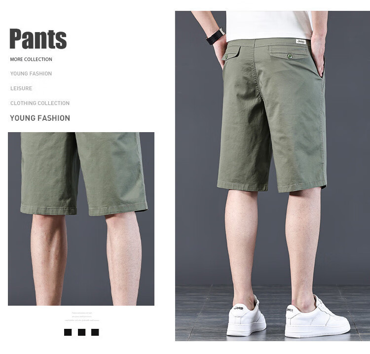 JEEP High-End Lightweight Five-Pocket Casual Shorts for Men, New Summer 2026 Business Loose Straight-Leg Mid-Length Pants for Me 4