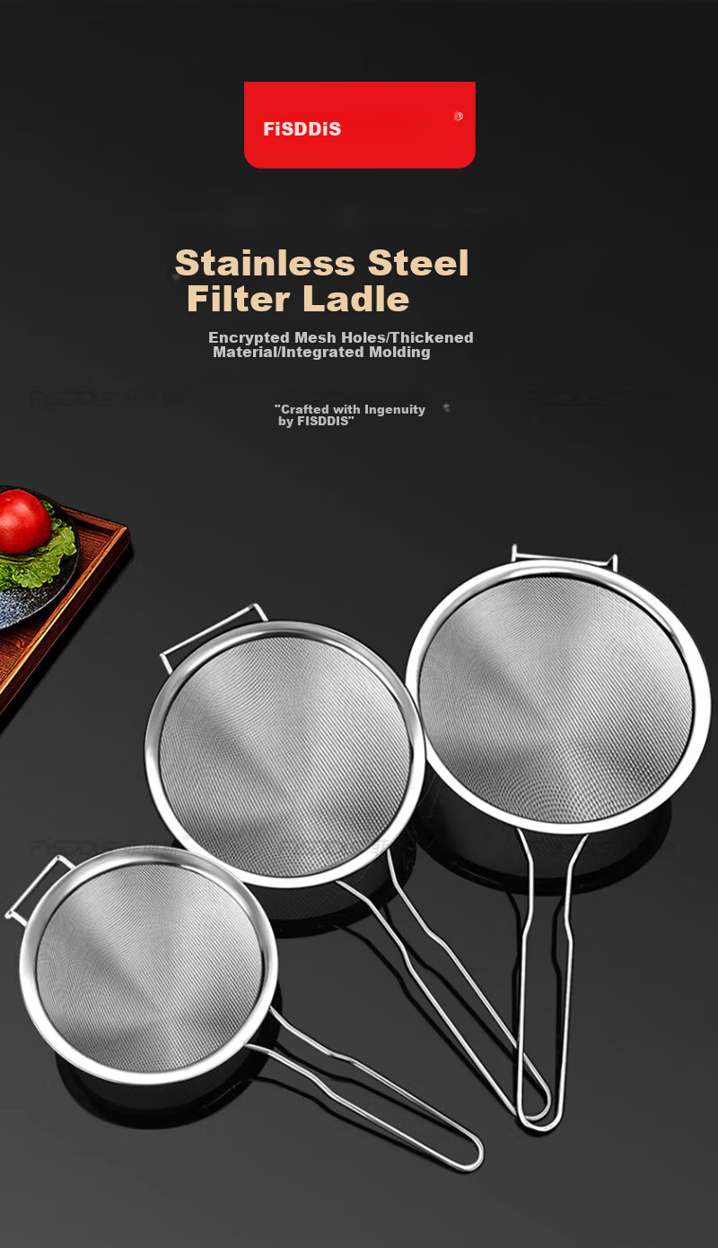 FISDDIS Thickened Stainless Steel Strainer Colander for Home Use, Oil Separator for Soy Milk And Chinese Medicine, Flour Sieve, 20cm 1