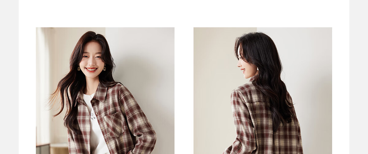 PinCai Women's Plaid Long Sleeve Shirt Spring Autumn Stylish Loose Vintage Versatile Blouse P143C2009 4