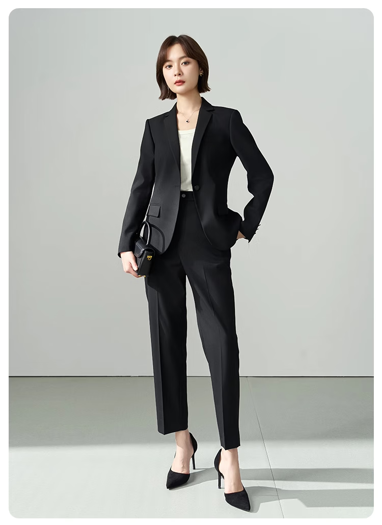 Miss Bird Lucky Series Black Professional Suit Set Women's Civil Service Interview Formal Commuter Elegant Blazer Set 12