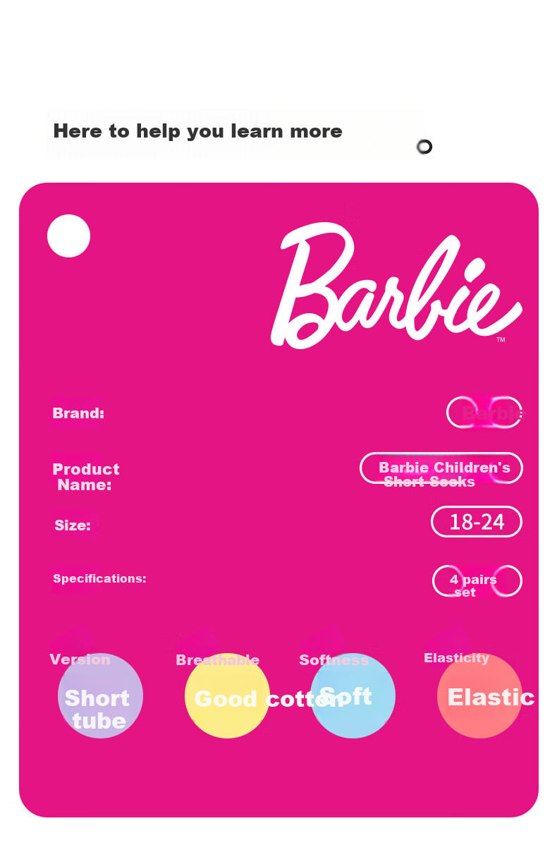 Barbie Children's Cotton Socks, Spring And Autumn White Short Socks, Girls' Little White Socks, School Uniform Socks for Older Children, Mid-Calf Socks for Autumn And Winter Seasons 10