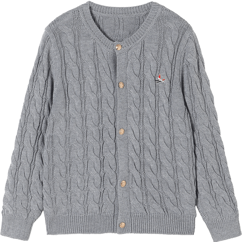 Navigare Kids Sweater Boys Girls Knit Cardigan School Style Versatile Cable Knit Cardigan Gray Size 120