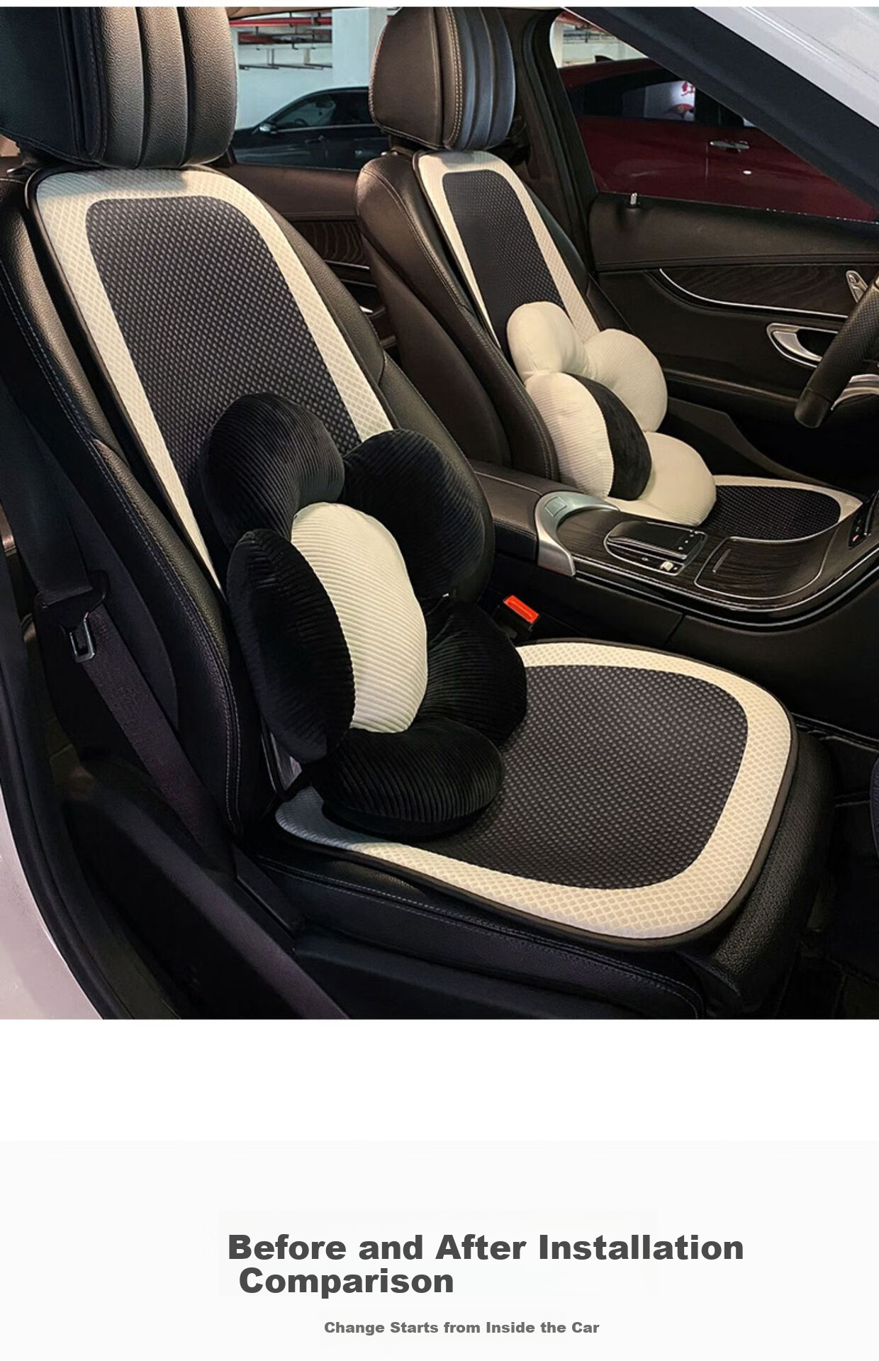 Fanyejia Car Backrest Cushion, All-Season Breathable Seat Pad, Long-Sitting Chair Cushion, Car Accessories, Dirt-Proof Chair Backrest Pad 2