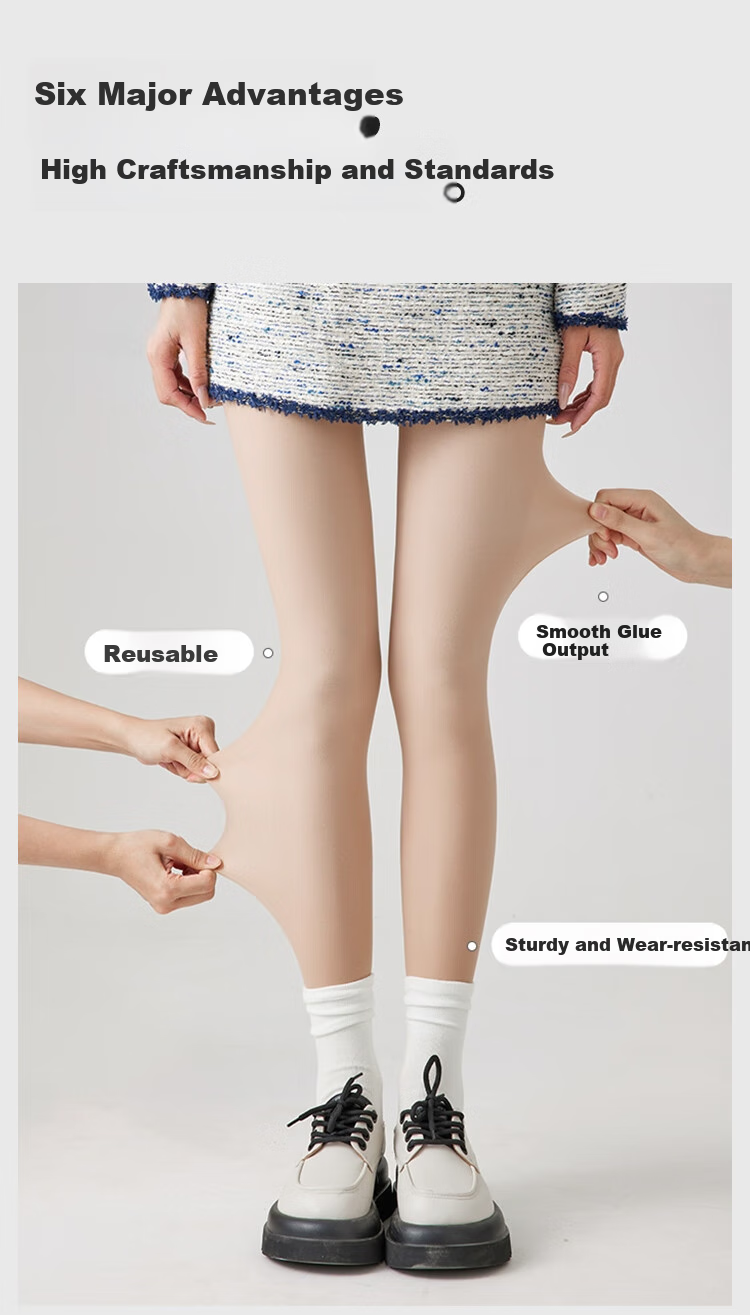 JOAE [Bare Leg Miracle] Sheer Skin-Tight Base Layer Stockings for Women, Spring And Autumn Nude-Colored Fleece-Lined Pantyhose, Black Footed 3