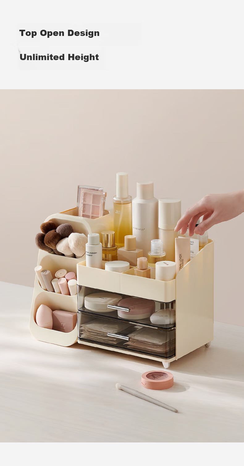 EACHY Cosmetic Storage Box, Large Capacity, Desktop High-End Feel, Multi-Functional Drawer-Style Lipstick Case for Skincare Products - Elegant White 6