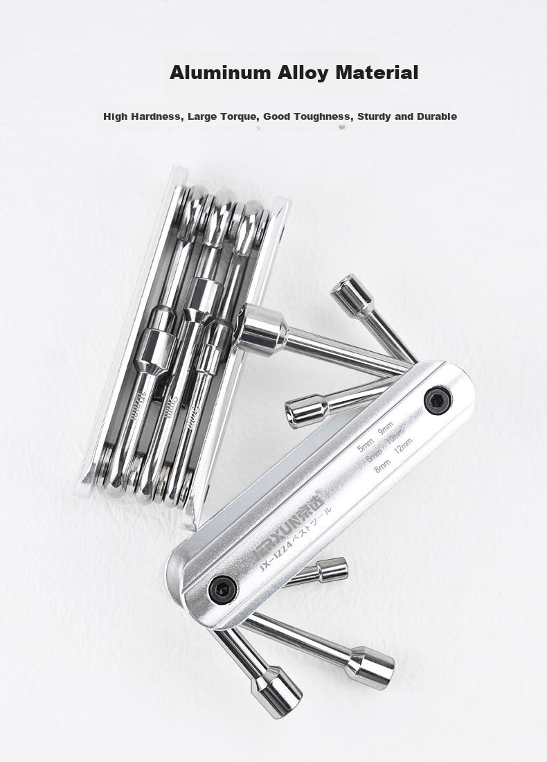 JERXUN Folding Socket Wrench And Screwdriver Set, Multi-Functional Hex Wrench, Auto Repair Disassembly Household Small Tool Kit 4