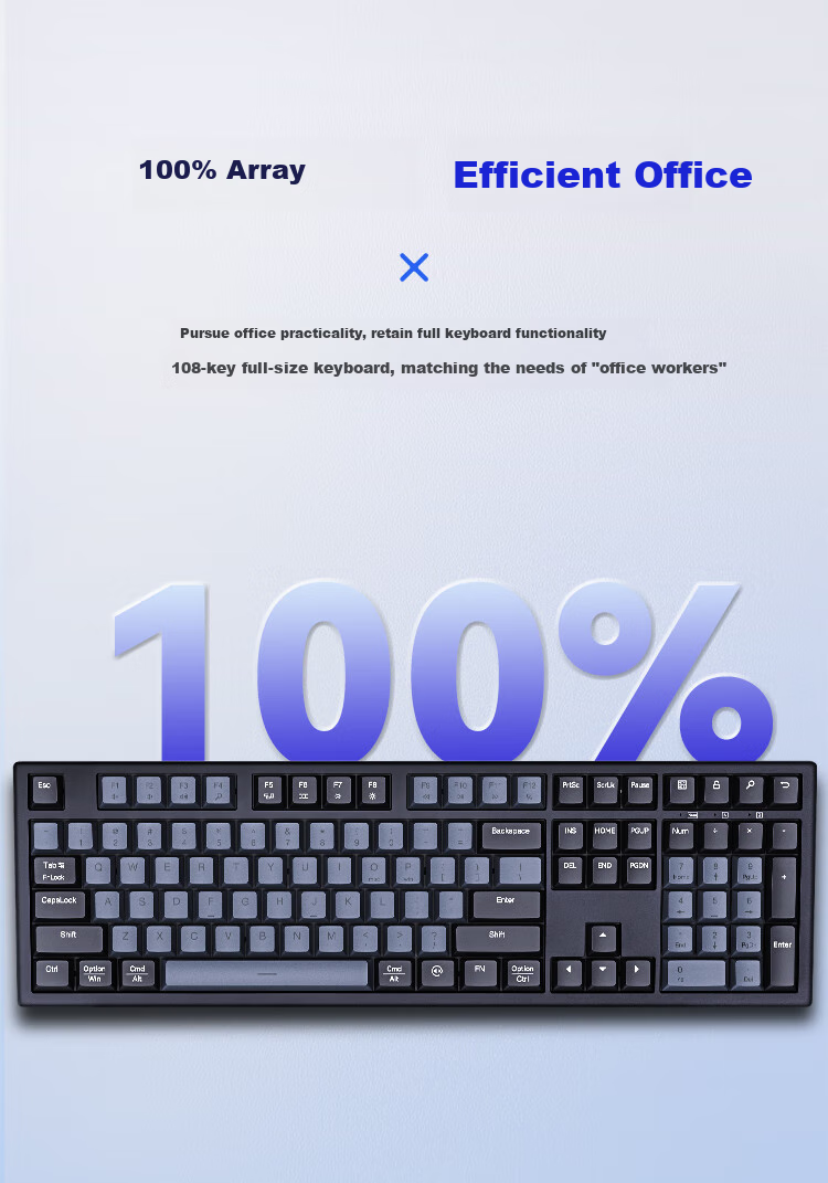 AUSDOM KAM200X Wireless Keyboard And Mouse Set, Quiet Office Keyboard And Mouse Combo, Convenient 2.4G Mechanical Feel, Compatible with Desktop And Laptop Computers, 110 Keys, Twilight Gray 4
