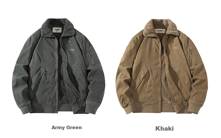 JEEP Men's Jacket, Spring And Autumn Casual Loose Workwear Lapel Coat, Army Green, Size L 19
