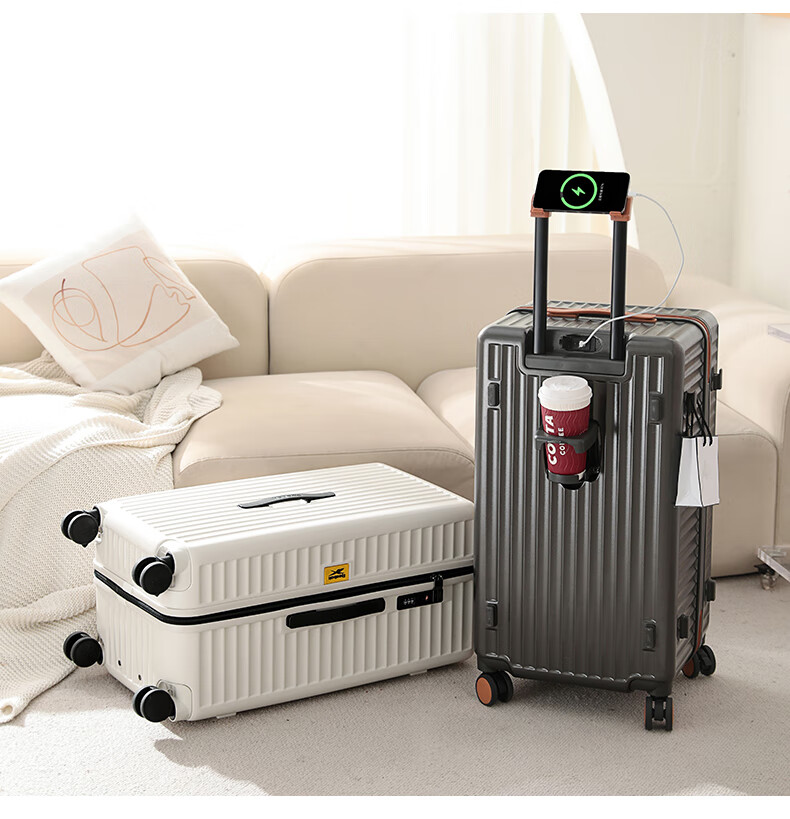 Reebok Suitcase, PC Trolley Case, Multifunctional Large Capacity Travel Luggage, Password Lock Suitcase, Leather Case, Hao Kong Bai 24 Inches 9