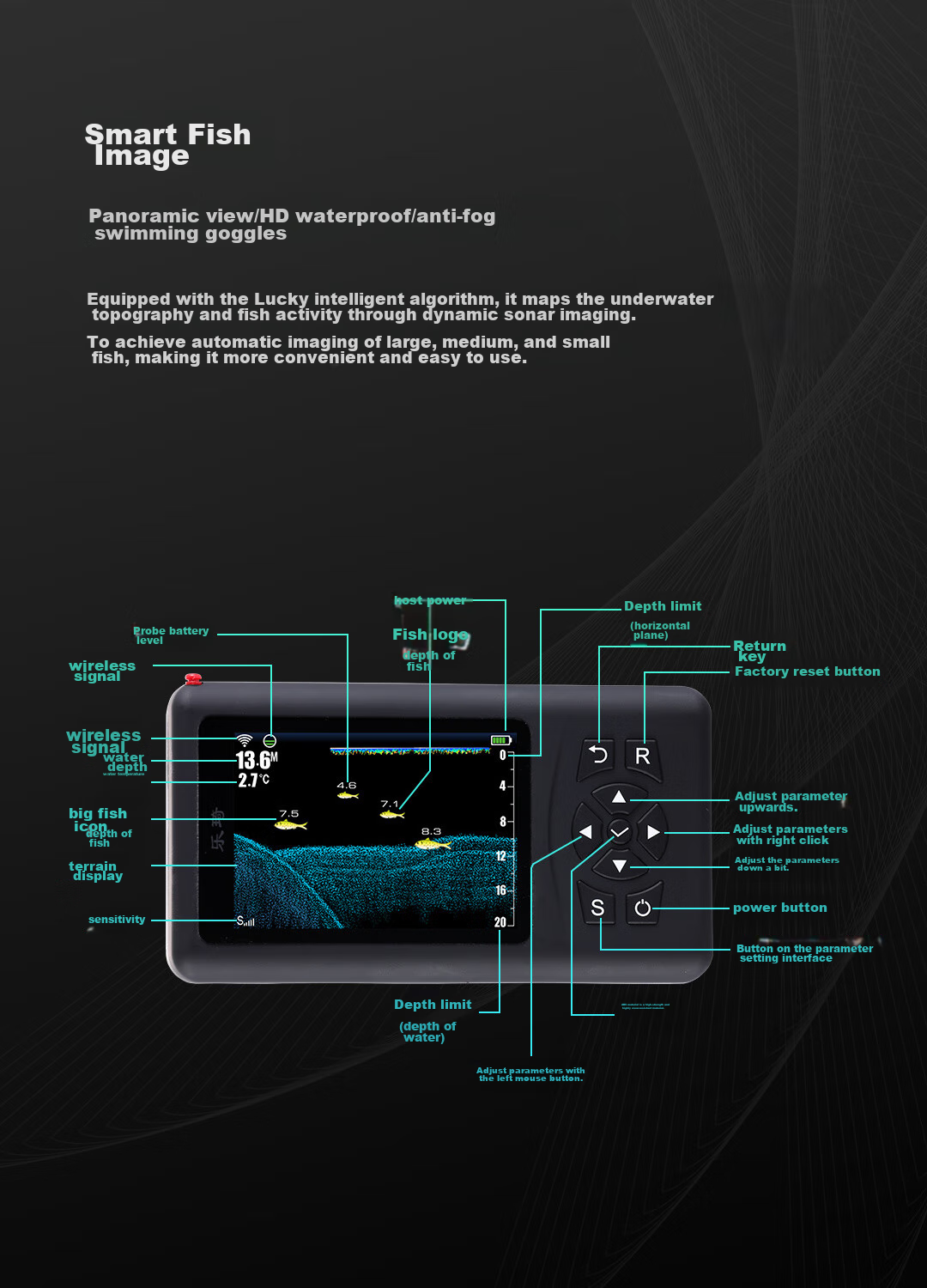 Leqi Wireless Sonar Fish Finder, Ultrasonic Detection, Large Color Screen, Fishing Device, Fishing Tackle Supplies 7