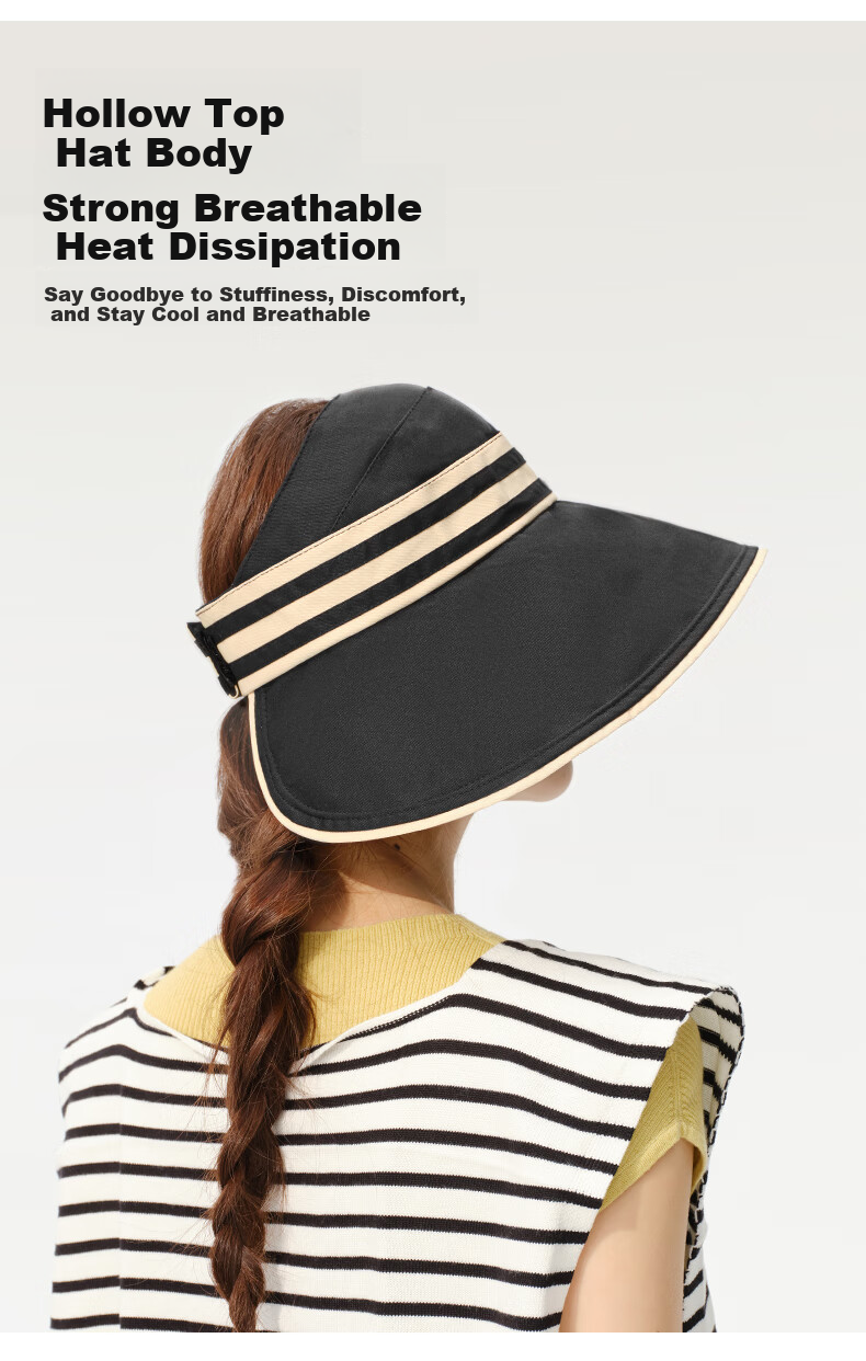 CACUSS Large Brim Open Top Outdoor UV Protection Sun Hat Summer Sports Hat for Men and Women Black 5