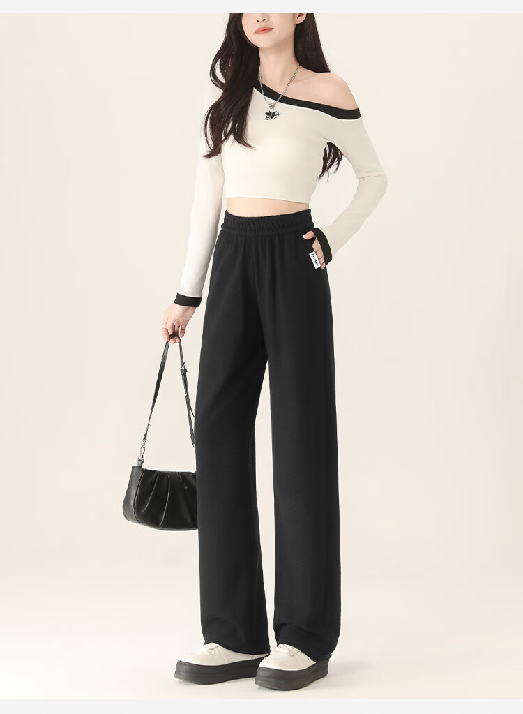 Yipintiancheng Casual Knit Wide-Leg Pants for Women, Spring And Summer 2025, Loose-Fitting, Slimming, Draping Long Trousers, Versatile Comfortable Casual Pants for Wome 7