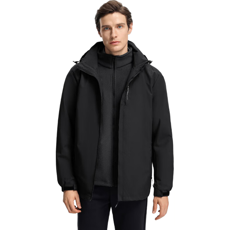 SHANSHANSHANSHAN Men's Autumn Winter Warm Fleece Lined Outdoor Three-Protection 3-in-1 Jacket Dad Style