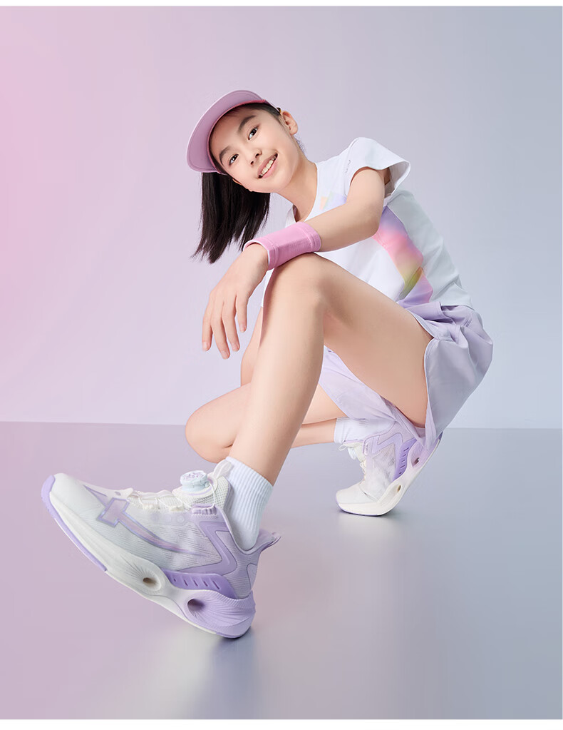 XTEP Children's Shoes, Hydrogen Wind 8.0 Pro Girls' Sports Training Breathable Rotating Buckle Running Shoes, Sail White/ice Porcelain Green, Size 34 23