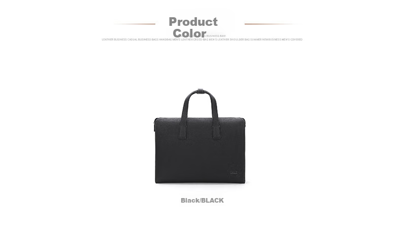 ELLE HOMME Men's Business Briefcase, Luxury Top-Grain Leather Handbag, Large Capacity Laptop Bag for Men EA188215310 Black 5