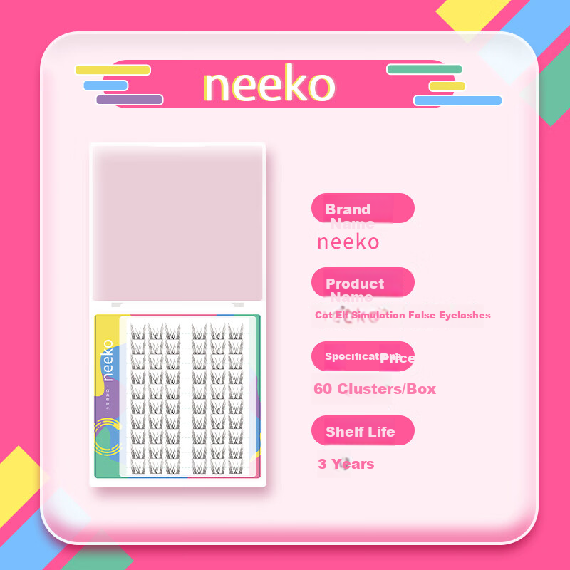 Neeko False Eyelashes, Segmented Dense Upper Lashes, Natural Beginner Shaping, Lengthening, Waterproof, Valentine's Day Gift, Cat Spirit 3