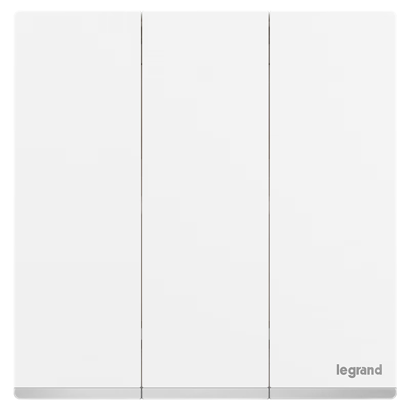 LEGRAND Shidian Plus Ceramic White Socket Switch Panel Wall-Mounted Flat Large Plate, Three Switches Double Control