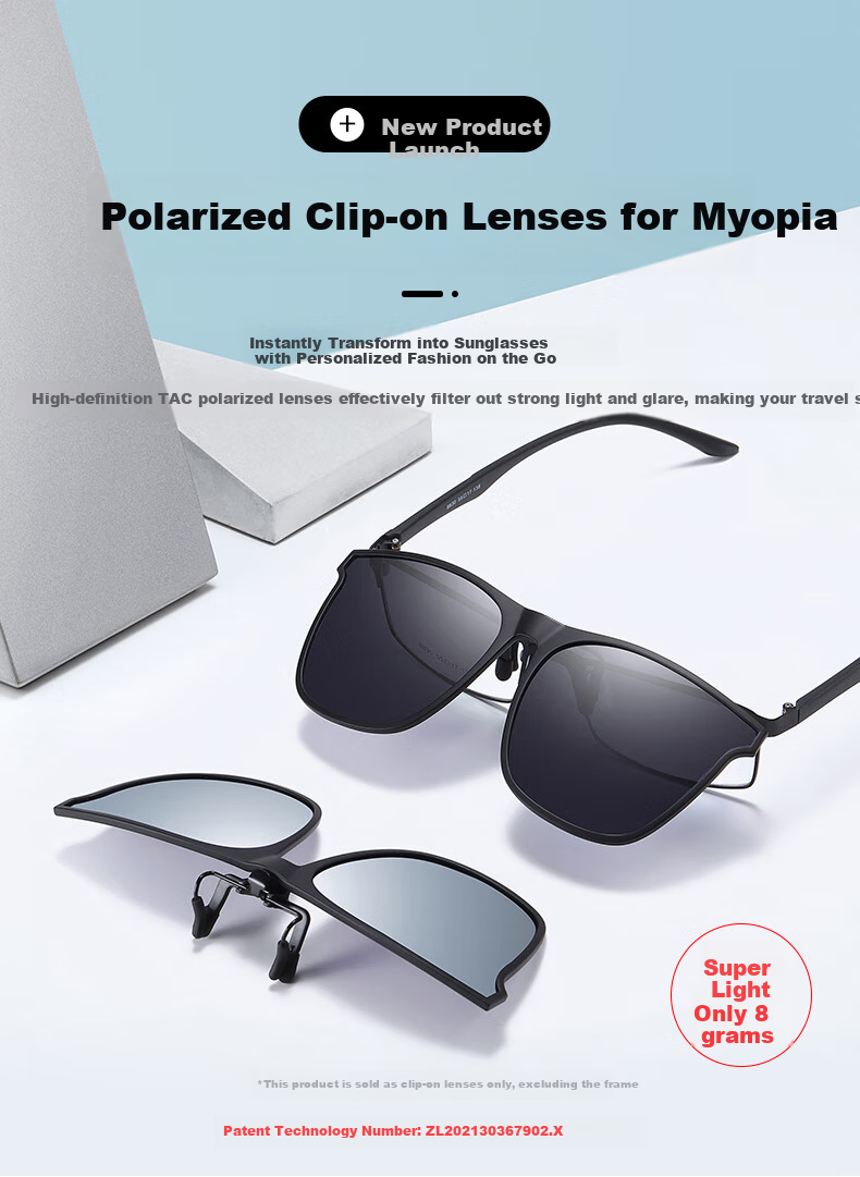 GOGOSOON Myopia Glasses And Sunglasses Clip-On, Ultra-Light Invisible Clip-On Polarized Glasses for Men And Women, Specially Designed for Driving, Men's GM Sunglasses 1