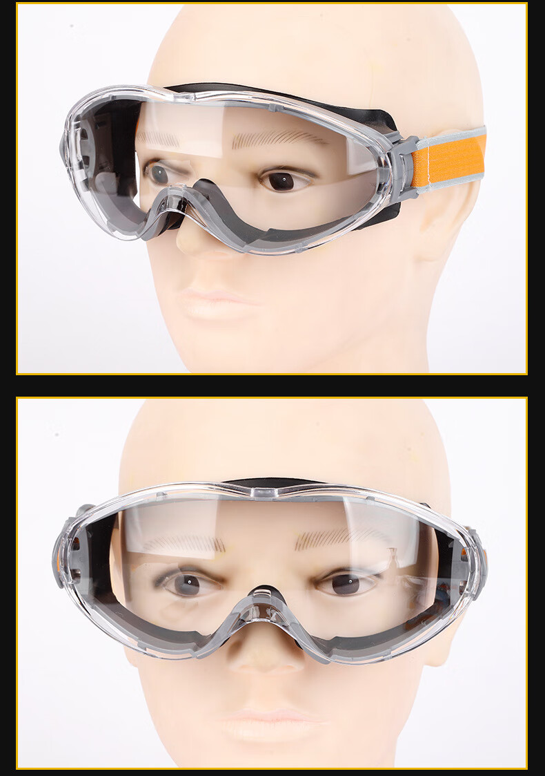 Minggu Fully Enclosed Industrial Safety Goggles Windproof Dustproof Riding Glasses with Black Frame Transparent Lens 11