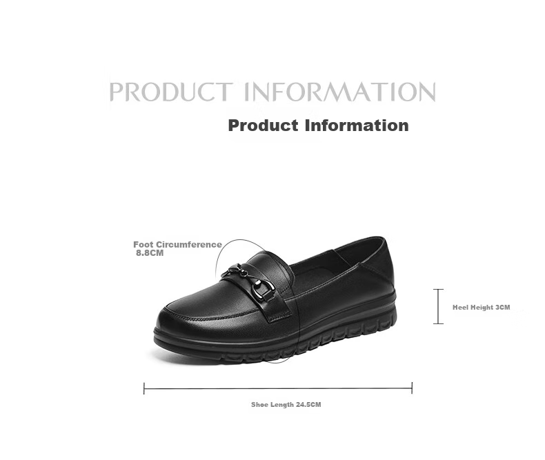 RED DRAGONFLY Mom Shoes, Autumn Slip-On Loafers for Women, Soft-Soled Middle-Aged And Elderly Leather Shoes WJB15811, Black, Size 36 2