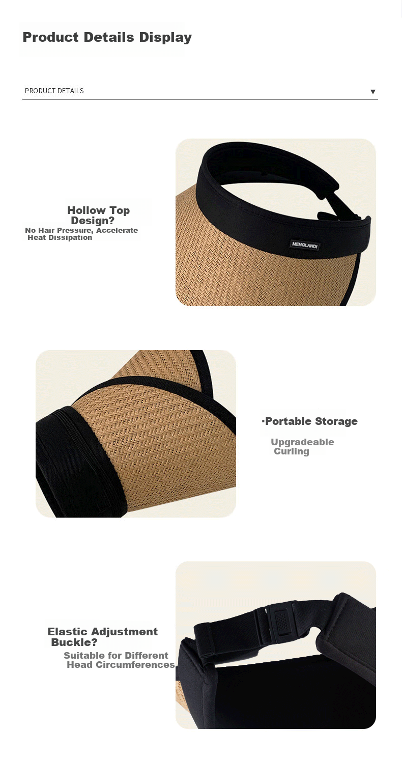 FitonTon Foldable Sun Hat for Women, Summer Outdoor Straw Hat, UV Protection Sun Hat, Beach Hat 7