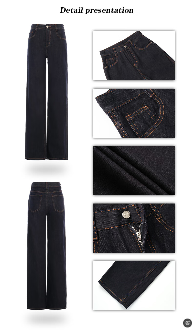 Pierre Cardin Women's Winter Denim Jeans Simple Soft Breathable Casual Slim Fit Straight Wide Leg Retro Blue M 8