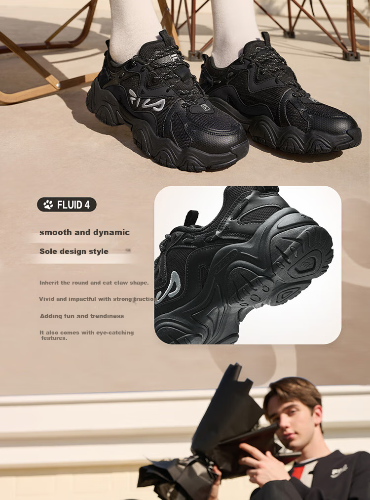 FILA Official Cat Paw Shoes 4th Generation Women's Dad Shoes Retro Casual Sports Shoes 5