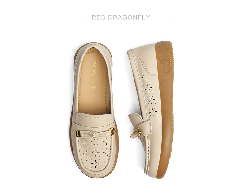 RED DRAGONFLY Soft-Soled Women's Flats, Spring And Summer New Style Women's Shoes, Slip-On Hollow-Out Flats, Middle-Aged And Elderly Shoes, WTB25049 Black, Size 38 9