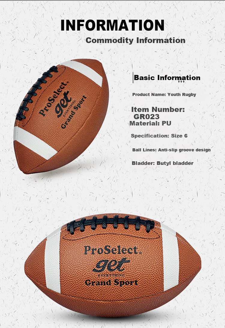 ProSelect Children's Rugby Ball, Moisture-Absorbing PU, Non-Slip, Wear-Resistant, Youth Competition Training Indoor And Outdoor Size 6 Rugby Ball GR023 3