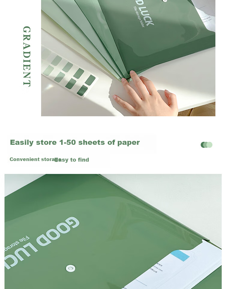 Shaonianban File Folders, Gradient A4 Button Closure Document Sleeves, Student Subject Pouches, Exam Paper Storage Pouches, Thick Large Capacity Filing Bags, All 4 Color Sets, 20 Pieces Per Set 4