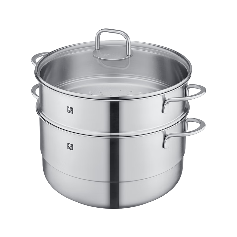 ZWILLING Double-Layer Stainless Steel Steamer Pot, Soup Pot, Steaming Basket, Fish Steamer, Bun Steamer, Large Capacity 28cm, Dishwasher Safe