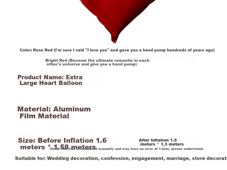 Jiashigao Extra Large Heart-Shaped Balloon for Proposal, Engagement, Wedding, Indoor Atmosphere Decoration, Wedding Room Decor 6