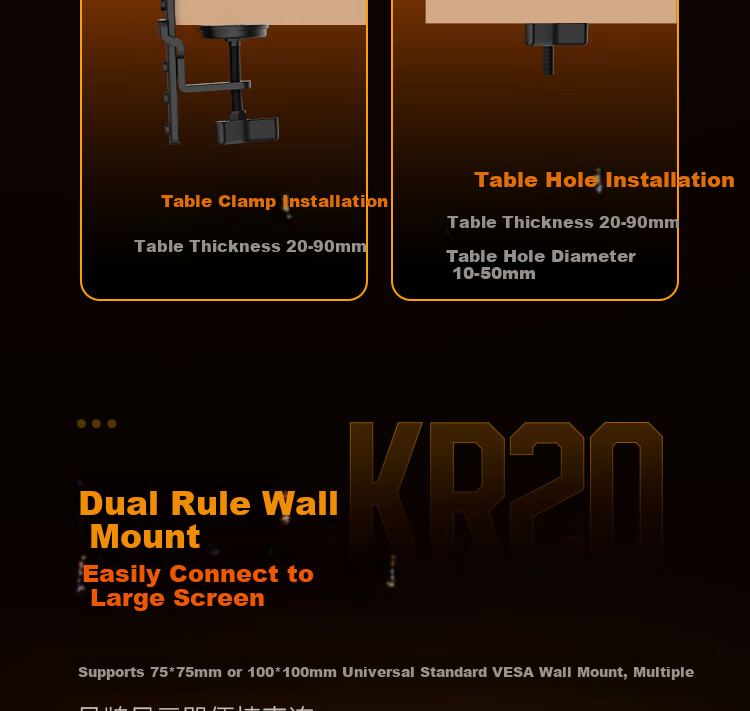 HKC Monitor Arm Mechanical Spring Bracket Display Stand Computer Mount Desk Clamp Screen Riser 10KG Load Capacity Compatible with 22-32 Inch Warm Bronze KR71 19