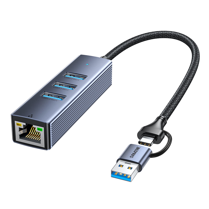 SAMZHE USB3.0 to Gigabit Ethernet Port Type-C Expansion Dock Splitter, Laptop RJ45 Network Cable Adapter, Desktop Expansion Dock, Ethernet Converter Universal RHX23