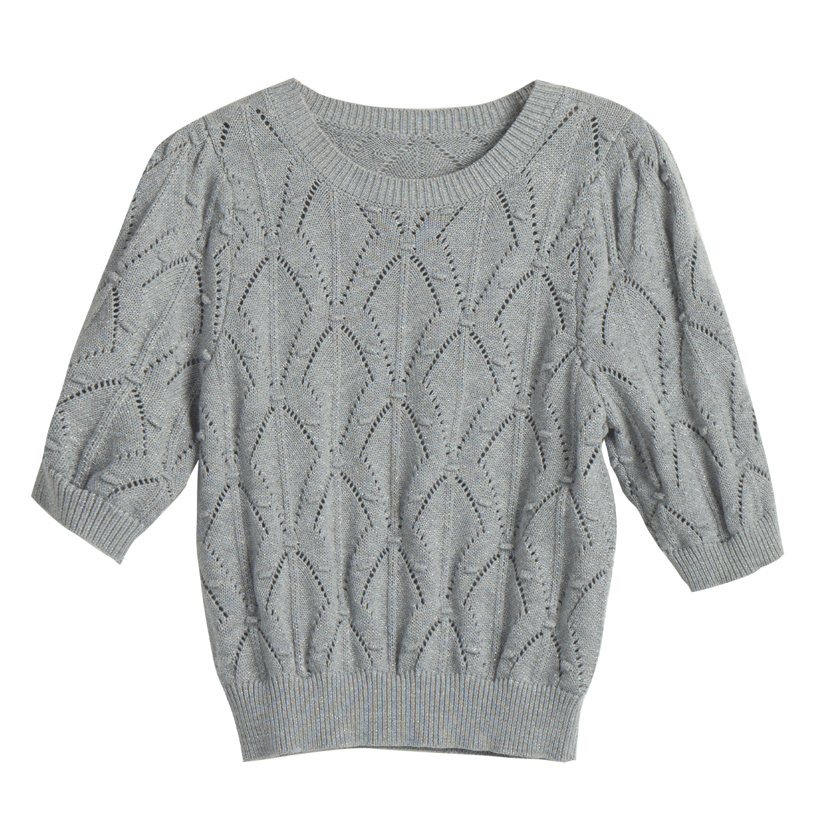Olrain Eurier Summer Commuter Knit Pullover Top with Hollow Design Gray (New Batch) S