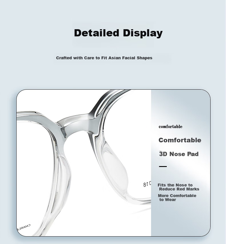Chaersitaoxin Gradient-Colored Glasses Frame with Anti-Blue Light Lenses, Unisex Large Frame CH2029 for Myopia Correctio 6