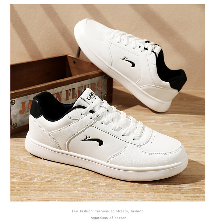 Guirenniao Men's Sneakers, Skateboard Shoes, White Shoes, Breathable, Soft And Bouncy, Simple And Versatile Footwear for Men, White/black, Size 41 16