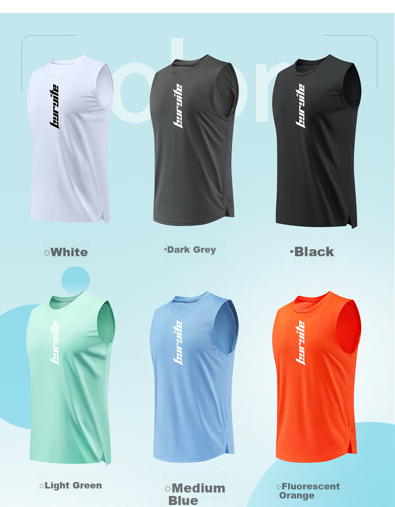 BURUITE Running Sports Set for Men, Ice Silk Vest T-Shirt, Quick-Dry Clothing, Loose-Fitting Marathon Track And Field Training Fitness Wear Shorts 6