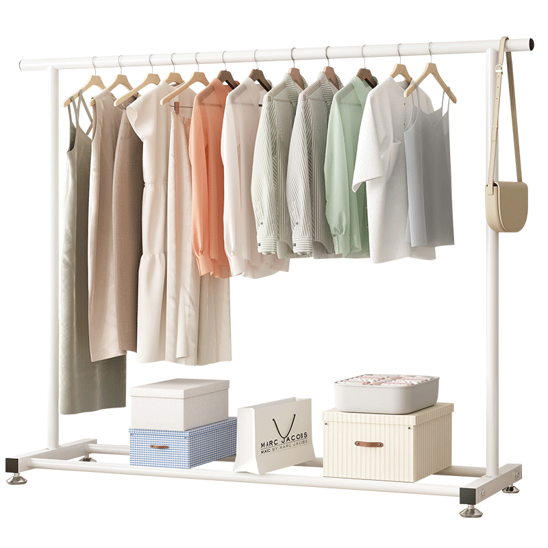 Miaoli Coat Rack, Floor-Standing Home Bedroom Clothes Hanger, Indoor Dormitory Single-Pole Garment Hanger, Thickened 1.5M White