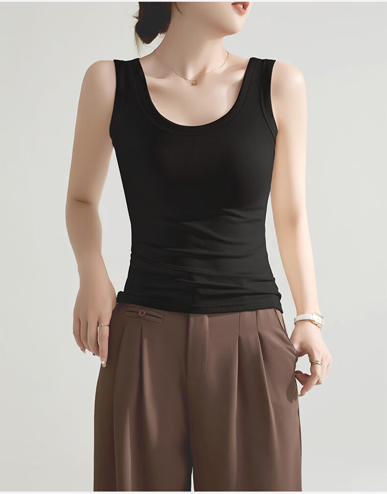 BOPRUIEY Women's Camisole Tank Top with Built-In Bra Pads, Thin Summer Undershirt, Sleeveless Sports Bralette for Layering Or Outer Wear 12