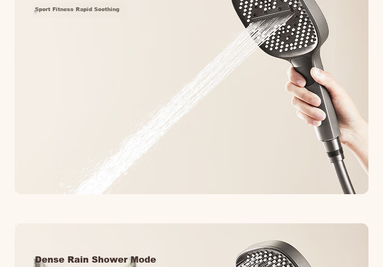 Anhua Bathroom Shower Set, Complete Integrated Brass Pressure-Increasing Square Tube, with Digital Display, Gunmetal Gray, N4G9041GGW 27