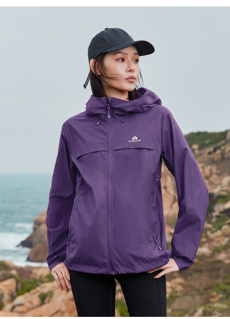 Pioneer Camp Zhuque Sun Protection Jacket for Women, Summer Outdoor Breathable UV-Resistant Hooded Original Yarn Sun Protection Clothing, Lightweight Outer Coat 9